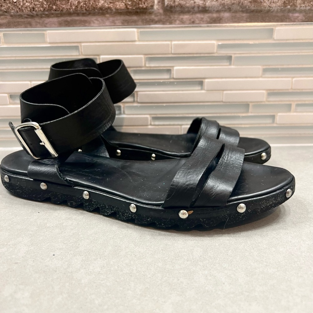 AGL Black Leather Gladiator Sandals Size 37.5